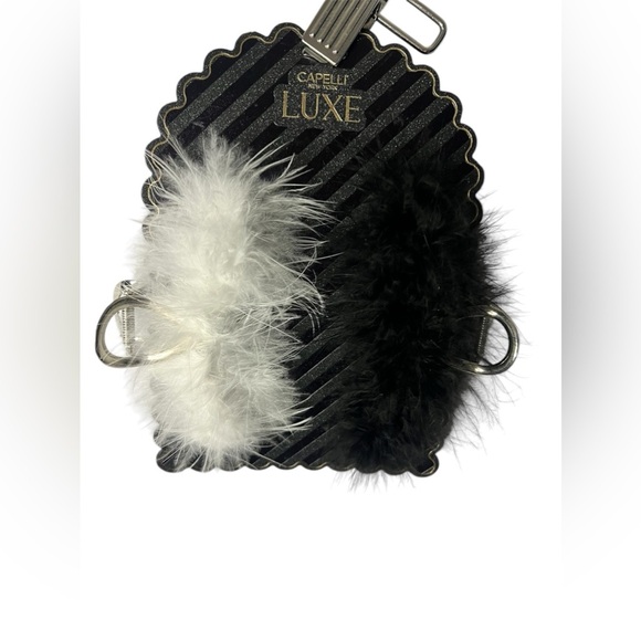 NWT Capelli New York LUXE Gatsby Flapper Feather Black and White Hair Clips - Picture 1 of 2